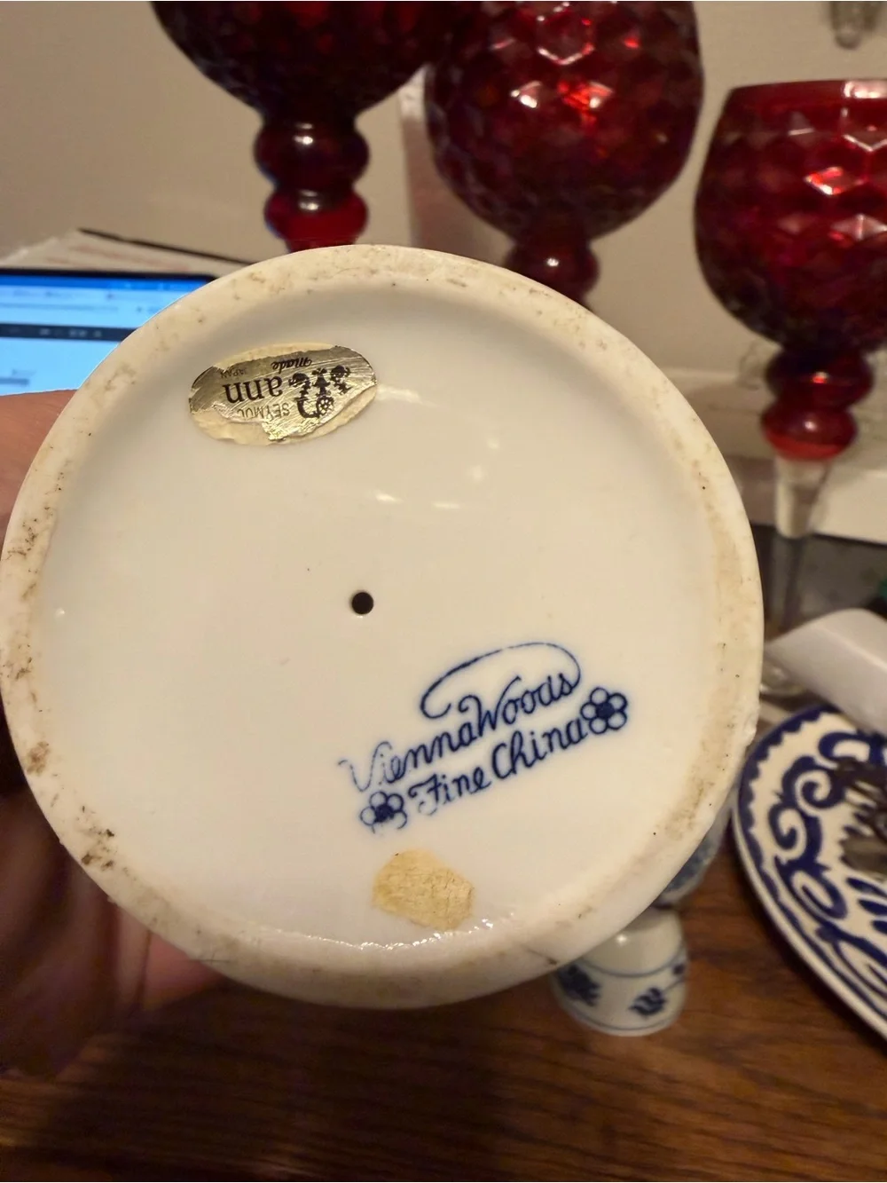 Blue and White Blue Onion Porcelain Candle Holder and Egg Cup